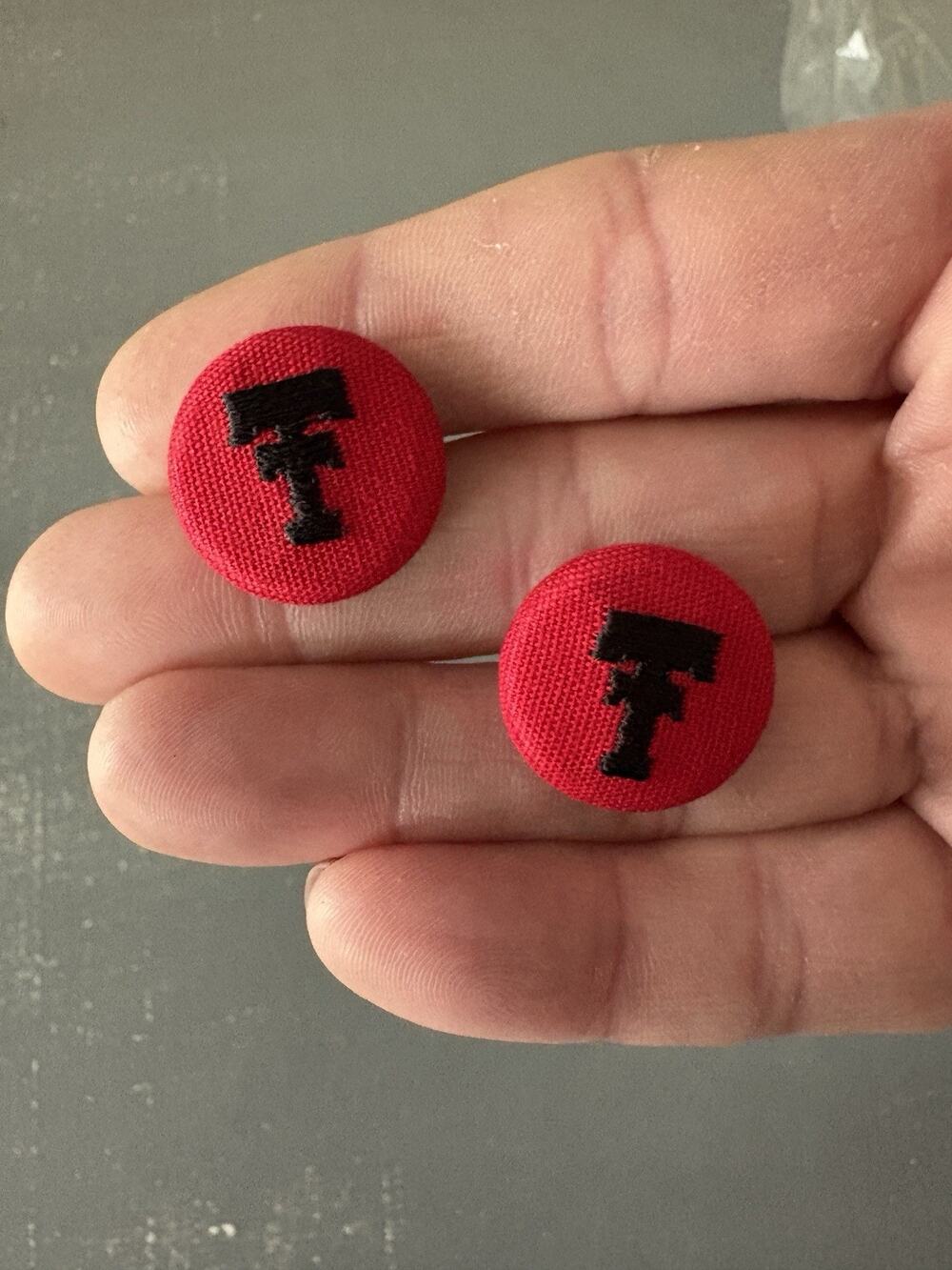 Vintage Texas Tech Red Raiders Metal Shank Buttons Lot of 2 Handy 30 Labeled